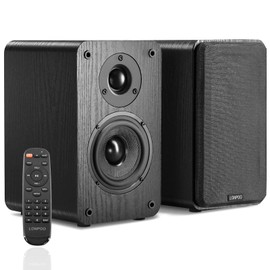 LONPOO Powered Bookshelf Speaker, Active Near Field Monitor with 4" Woofer and 1" Silk Domed Tweeter,100 Watts RMS with eARC, Optical, Coaxial, Wireless Bluetooth Streaming,Aux-in