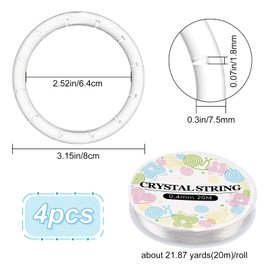 GORGECRAFT 4 Pack Wind Chime Supplies Top Ring Transparent Top Circles of Wind Chime Wind Chime Making Supplies Acrylic O Ring with 1 Roll Elastic Thread for Outdoor Home Garden Patio