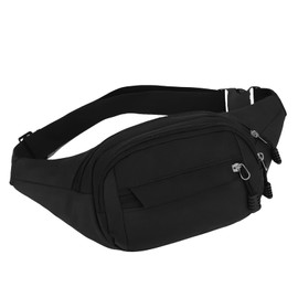 Bum Bag, Bumbag, Waist Bag, Fanny Pack, Unisex Waist Pack, Adjustable Waist Bag, Black for Men and Women, Multiple Pockets, Bum Bag for Outdoor Sports, Travel, Jogging, Hiking, black, Portable