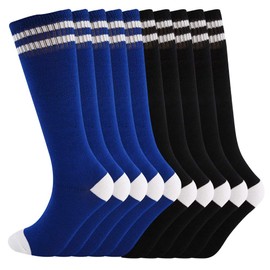 SOCKSDIARY 10 pairs 6-10Y Knee High Socks for Kids, Cotton Soccer Socks for Boys, Girls, Toddlers Aged
