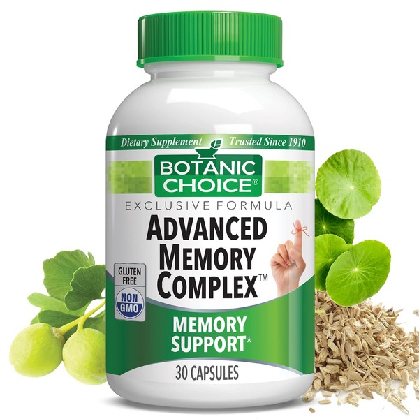 Botanic Choice Advanced Memory Complex - Mood Support Brain Supplements for Memory and Focus - Proprietary Herbal Blend with Ginkgo Biloba - Gluten and Allergen Free - 30 Count Pills