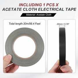 PATIKIL Acetate Cloth Electrical Tape 98 Feet x 0.8 Inch, Black Insulating Fabric Adhesive Tape for Laptop Electric Automotive Guitar Repair Wire Harness