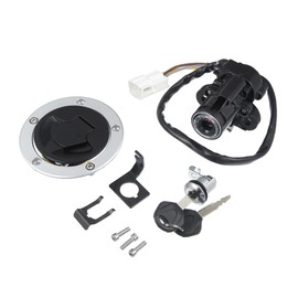 X AUTOHAUX 1 Set Motorcycle Ignition Switch Cylinder Fuel Gas Tank Cap Cover Lock Seat Lock w/ 2 Keys for Kawasaki Z1000SX 2011-2016 for Kawasaki Ninja 1000 ZX6R ZX636 ZX10R Motor Bike Lock