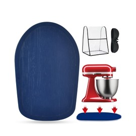 Mixer Slider Mat for KitchenAid 4.5-5 Qt Tilt-Head Stand Mixer,Appliance Sliding Mat for Kitchenaid Artisan,Kitchen Appliance Accessory Set: Bamboo Sliding Mat, Protective Cover & Cord Organizer（blue）