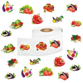 Vegetable Stickers (500 pcs), 10 Sheets Graphic Cartoon Kawaii Decal Roll Self Adhesive Seals for Kids Girls Boys Teen Birthday Party Decorations Water Bottle Laptop Scrapbook Cards Envelopes