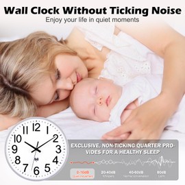 Ziprote Radio-Controlled Wall Clock, 30 cm, Silent Clock, Large, Easy to Read Clock, Modern Radio-Controlled Wall Clock, Non-Ticking for Kitchen, Bedroom, Office, Bathroom (White)