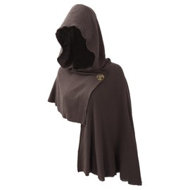 HidmFaw Post Apocalyptic Cowl Cloak Medieval Cosplay Hooded Shawl Scarf with Brooch (Brown)