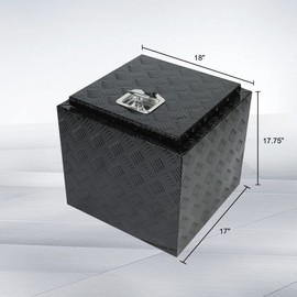 buripes 18"X17"X17.5" Aluminum Pickup Truck Bed 5 Bar Tread Pattern Truck Tool Box, Waterproof Underbody Tool Box Storage Trailer Tongue Box with Lock and Key for RV, ATV, Trailer & Truck(Black)