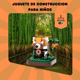 TOYGON Kit de construccion. Set de Juguetes de Construccion. Ideal para Adultos y niños. Juguetes de Bloques creativos. Modelos de Animales en 3D. (Panda Rojo 125 Piezas)