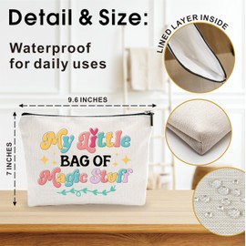 Makeup Bag For Girls - My Little Bag Of Magic Stuff - Funny Colorful Quotes Cosmetic Bag - Encouraging Gift For Women, Girls, Sister, Cotton And Linen Makeup Bag, Women Accessories & Decorations- 19