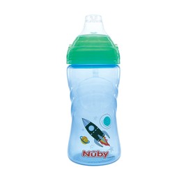 Nuby Taza deportiva sin derrames, con boquilla suave y tapa, 360 ml, 12 meses, 1 unidad (verde)