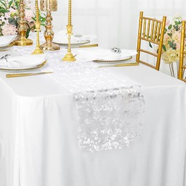 Hsthe Sea Shimmering Table Runner for Wedding Party or Festival New Year Silver