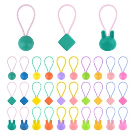 KIUEZIR 30 Packs Colourful Small Hair Ties for Women - Ball/Cube/Rabbit Shapes Ponytail Holders Set, Gentle Nylon Elastic Hair Bobbles for School, Playdates & Daily Use (Portable Storage Box Included)