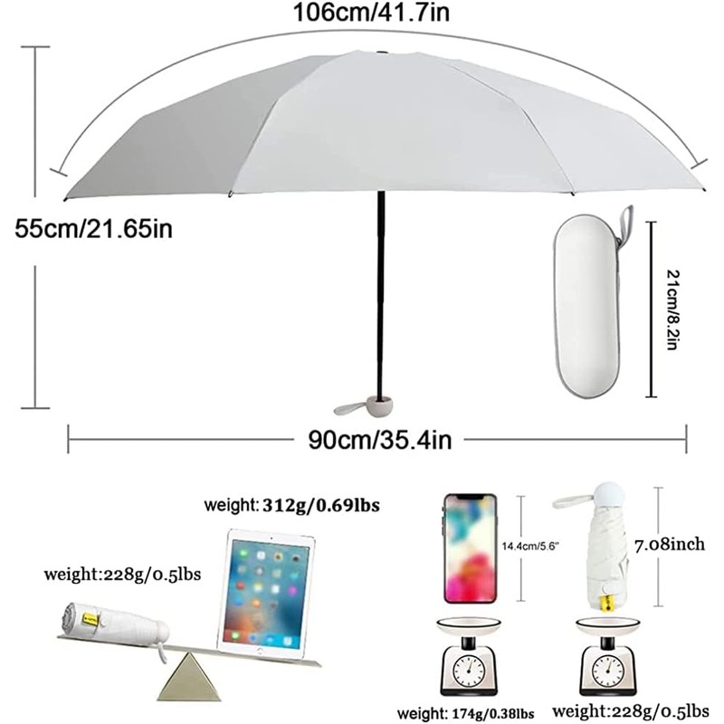 Mini Sombrilla UV,Paraguas de Bolsillo,Sombrilla para protección UV, Paraguas plegable