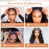 Long Wavy Headband Wigs for Women, Glueless Wear and Go