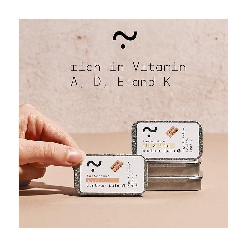 Fierce Nature - Pure Organic Tallow Contour Balm, Highlighter Makeup,