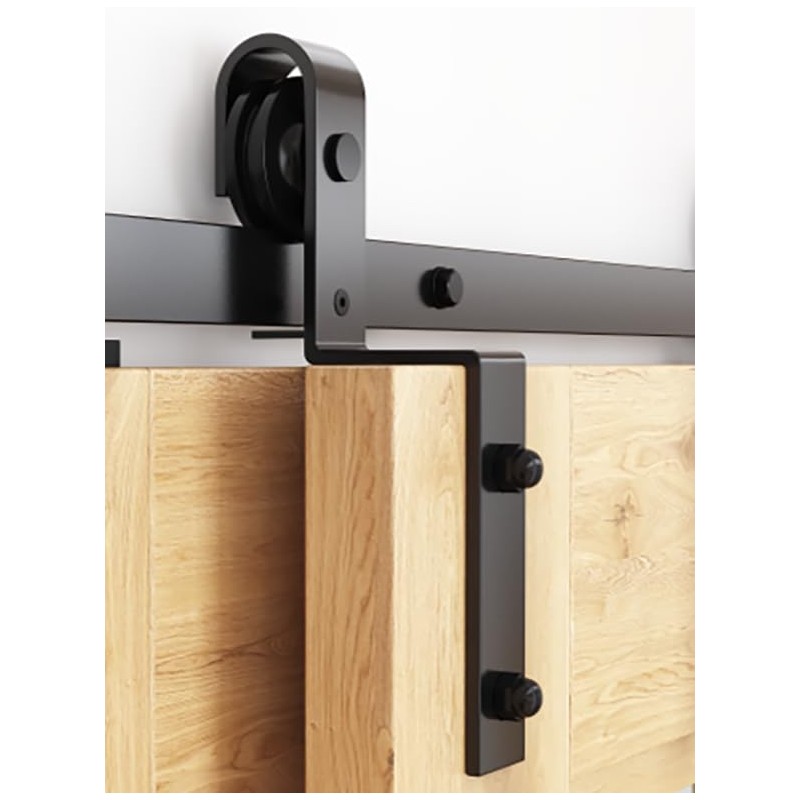 ZEKOO Sliding Barn Door Single Track Bypass Hardware Black Steel