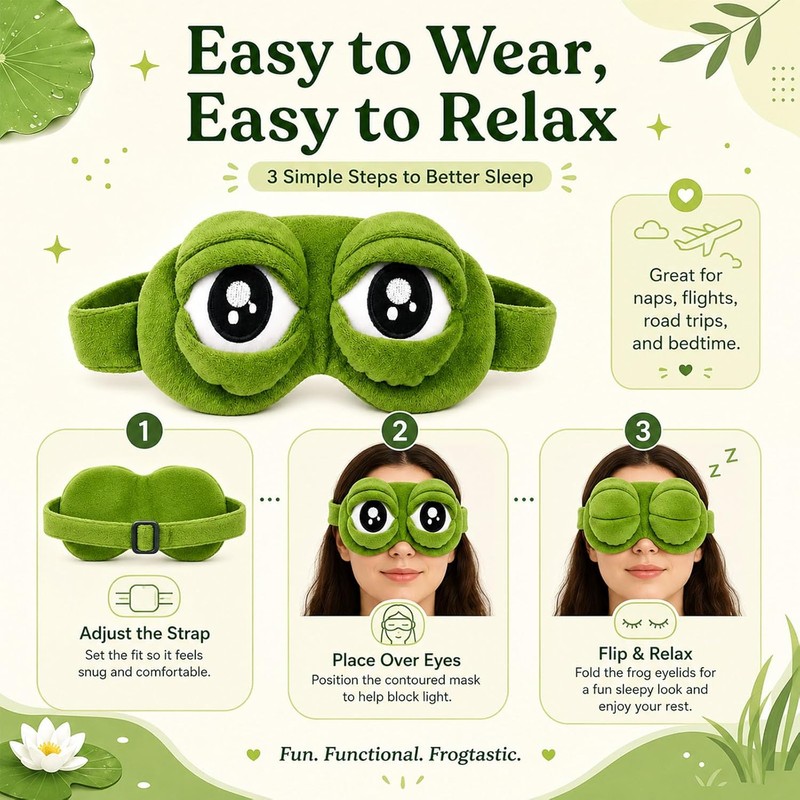 2026 New 3D Frog Sleep Mask, Funny Frog Eye Mask,