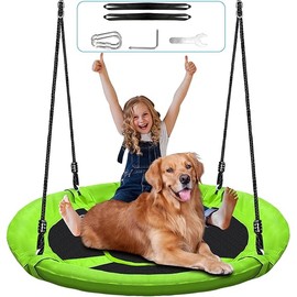 40" Saucer Tree Swing for Kids - 500Lb Weight Capacity, Waterproof Platform Swing Seat with Adjustable Ropes for Kids Playground Outdoor Activity Backyard Fun