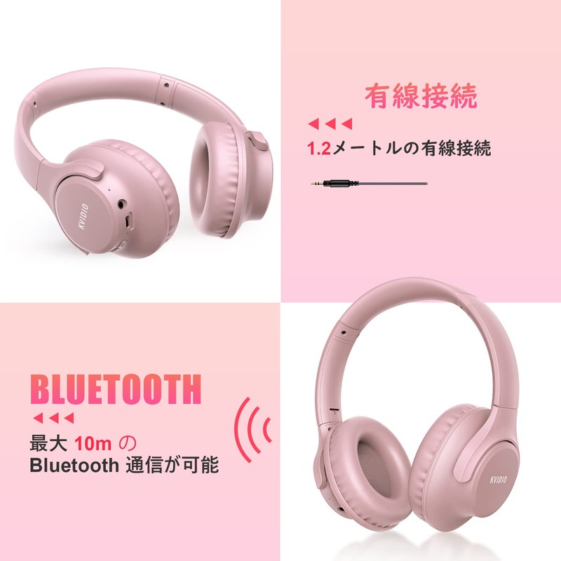 KVIDIO Wireless Headphones, Bluetooth 6.0, 65 Hours Playback, 1.6 inches