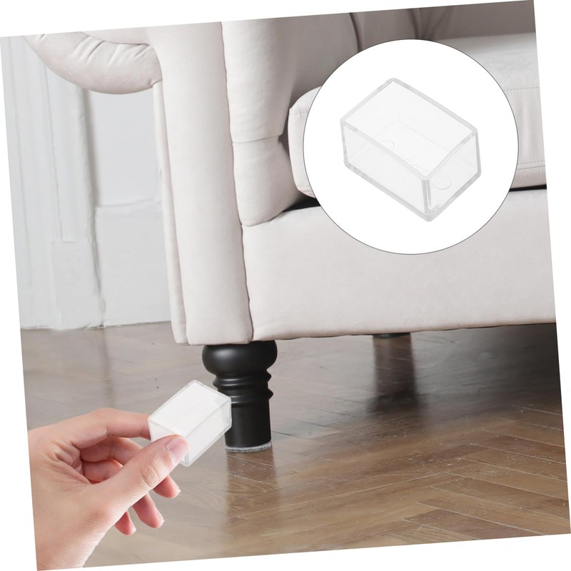 Outanaya 12 Pcs Transparent Chair Leg Caps Thickened Plastic Floor