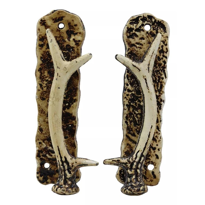 Ebros Set of 2 Western Rustic Deer Antlers Door Pull