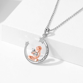 Fryneauy Cat Pendant Necklace Jewelry for Women Sterling Silver Cat Jewelry Gifts for Mom Daughter Wife