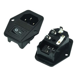 2pcs FILSHU IEC320 C14 Large Current Inlet Male Connector Plug with 15A Rocker Switch and 15A fuse,Heavy Duty 15A 125V power socket