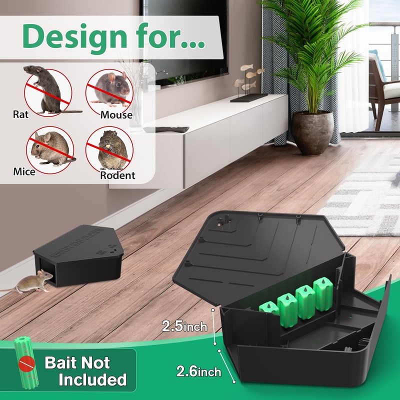 2 Pack Rat Station Box with Keys, Rodent Station Keeps