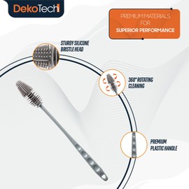 Dekotech 11-Inch Silicone Bottle Brush – Long-Handle Soft Bristle Cleaner for Effortless Deep Cleaning of Bottles, Glassware, Thermoses & Kitchen Containers
