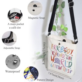 MAOFAED Errbody Round The World Gettin Tipsy Crossbody Bag, Food and Wine Festival Gift, Girls Trip Gift(errbody round)