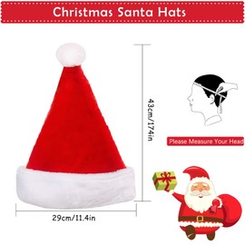 JIASHA Pack of 3 Christmas Hats, Santa Hats, Plush Christmas Hat, Red Christmas Hats, for Christmas, New Year, Unisex, Warm, Thickened Party, Christmas Hats (3 x Adults)