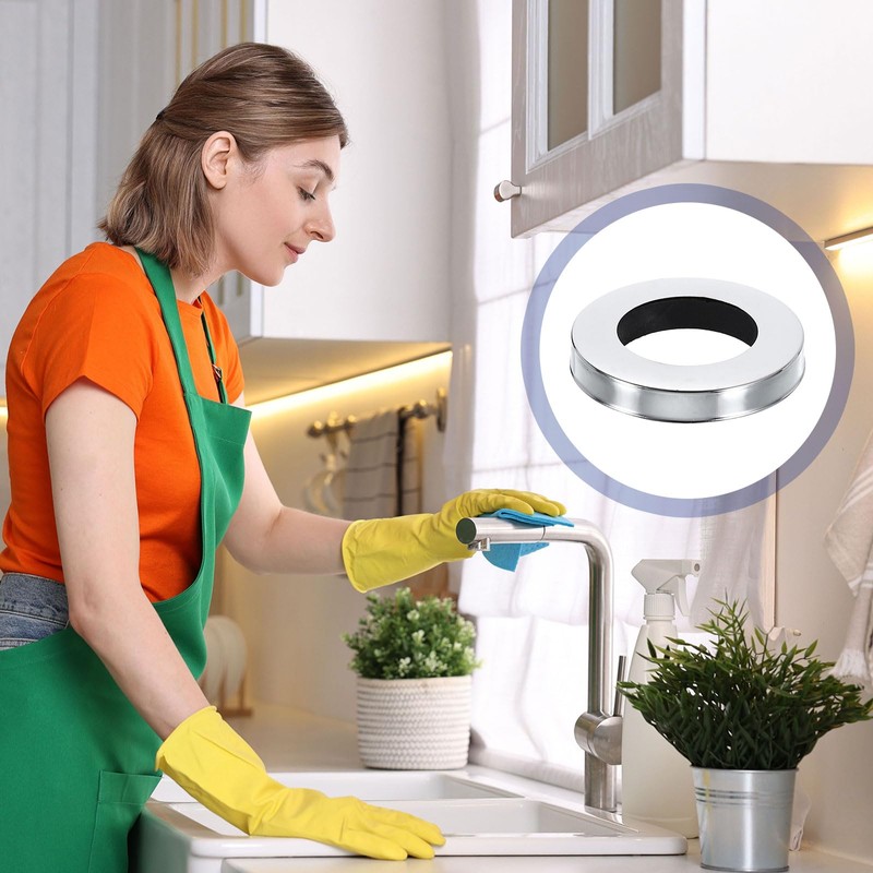 sourcing map Faucet Base Ring, 2.13"x1.26"(OD x ID) Stainless Steel
