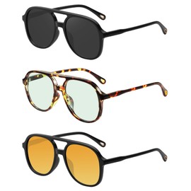 YDAOWKN Retro Square Aviator Sunglasses for Womens Mens Vintage 70s Double Bridge Sun Glasses