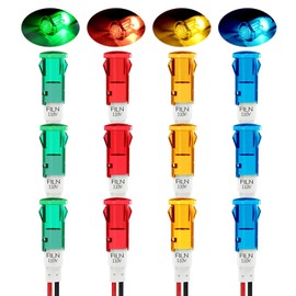 FILN 12 Pcs 10MM 110v LED indicator Light Plastic Indicator dash Light Pilot Signal with Red Green Blue Yellow Light (110V-220V 3Red+3Green+3Yellow+3Blue 12 Pcs