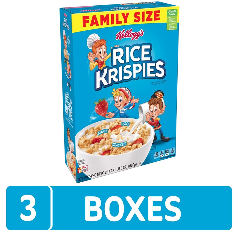 Kellogg's Rice Krispies Cold Breakfast Cereal, Kids Snacks, Baking Marshmallow