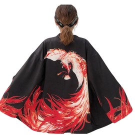 Houoh Papi Hakpi Festival Black Black Coat White Beige Hanten Beautiful Japanese Style Japanese Pattern (Black, XXXL)