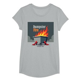 Dumpster Fire in Designer Shoes Sassy Chaos Humor T-Shirt, Girls, Heather Grey