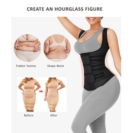 FeelinGirl Women's Underbust Waist Trainer Corset Vest Tummy Control Steel Boned Waist Cincher Workout S