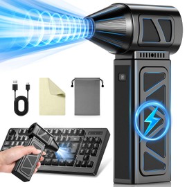 Hingso Compressed Air Duster, 360000RPM Powerful Electric Air Duster with Brushless Motor, 5-Gear Rechargeable Cordless Air Blower Turbo Fan, Mini Jet Dry Blower for PC, Keyboard, Snow, Car, Outdoors