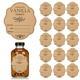 Homemade Vanilla Extract Labels 1.6x2 Inch Gift Present Stickers- Holiday Gift Labels for Handcrafted Vanilla Bottles Jar Kitchen Pantry 120Pcs (Kraft)