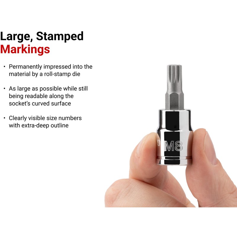 TEKTON 3/8 Inch Triple Square Bit Socket Set with Rail,