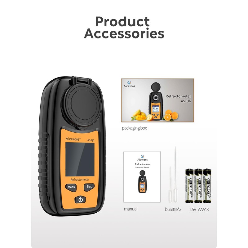 Aicevoos Brix Meter, Digital Brix Refractometer Automatic Temperature Compensation Brix