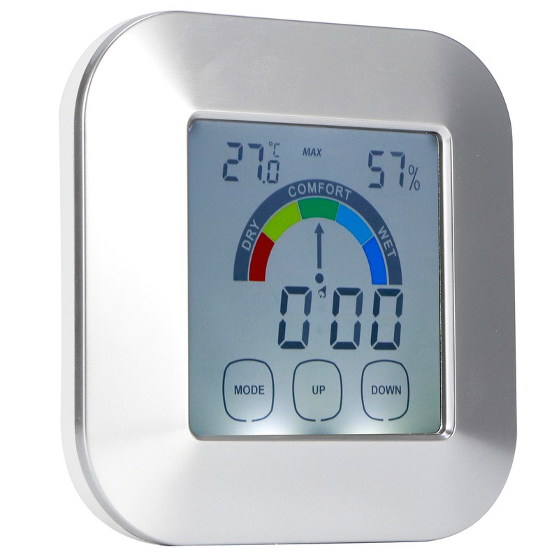 Indoor Touch LCD Screen Thermometer Hygrometer Electric Alarm Clock for