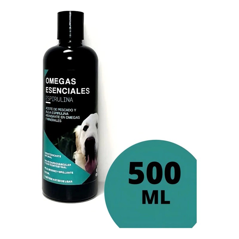 Omegas Aceite De Salmon Para Perros Omegas+espirulina 500 ml
