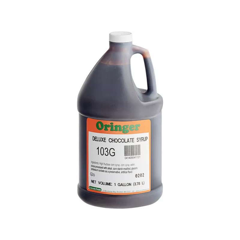 Oringer Deluxe Chocolate Syrup 1 Gallon - Deluxe Chocolate Syrup