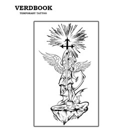 VERDBOOK Waterproof Temporary Tattoos: 2-Sheet Tattoo Kit with Realistic Body Stickers, Semi-Permanent Tattoos for Adults Lasting 7-15 Days – Safe for Men & Women, Angel Vanquishing Demon Pattern