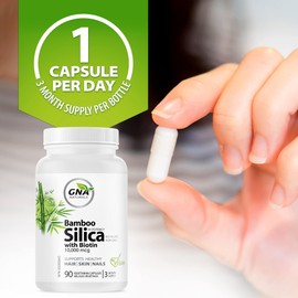 GNA Naturals GNA Naturals - Bamboo Silica with Biotin 10000mcg, 90 v-caps - Biotin Vitamins for Hair Skin and Nails - Silica Supplement for Joint Health - Biotin Supplement - Biotin 10000mcg Hair Skin and Nails