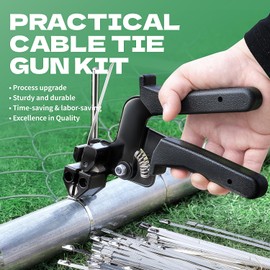 Sinlon Stainless Steel Cable Tie Gun, Special Tool For Fastening And Cutting Metal Zip Ties, With 150pcs 11.8in Uv Resistant Heavy Duty Cable Ties For Fence Exhaust Pipe Outdoor.