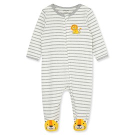 Little Me Clothes for Baby Boys' 100% Cotton Scratch-Free Tag Footed One-Piece Romper Sleeper, Little Lion, Preemie
